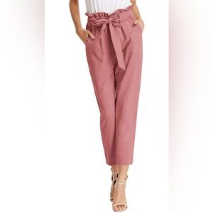 GRACE KARIN Women's Cropped Paper Bag Waist Pants with Pockets